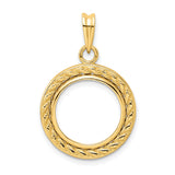 15 mm 14k Yellow Gold coin bezel pendant for Canadian $2 Maple Leaf