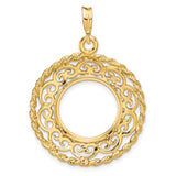 15 mm 14k Yellow Gold coin bezel pendant for Canadian $2 Maple Leaf — additional image