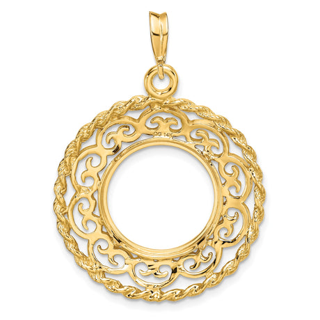 15 mm 14k Yellow Gold coin bezel pendant for Canadian $2 Maple Leaf — additional image
