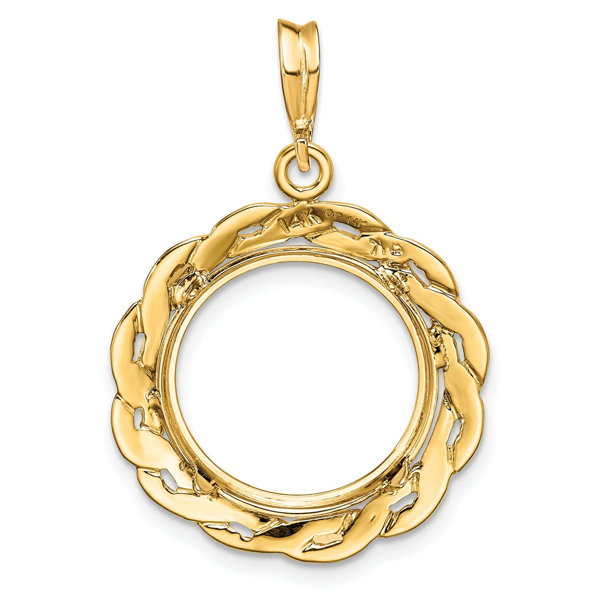 15 mm 14k Yellow Gold coin bezel pendant for Canadian $2 Maple Leaf — additional image