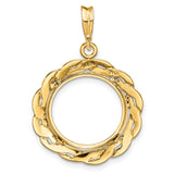 15 mm 14k Yellow Gold coin bezel pendant for Canadian $2 Maple Leaf — additional image