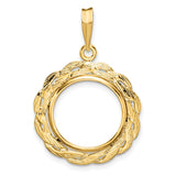 15 mm 14k Yellow Gold coin bezel pendant for Canadian $2 Maple Leaf