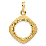 15 mm 14k Yellow Gold coin bezel pendant for Canadian $2 Maple Leaf