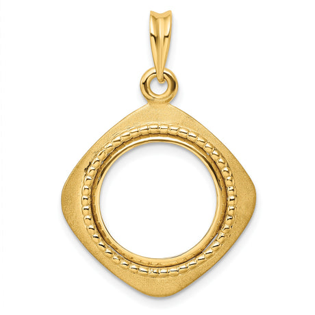 15 mm 14k Yellow Gold coin bezel pendant for Canadian $2 Maple Leaf