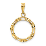 15 mm 14k Yellow Gold coin bezel pendant for Canadian $2 Maple Leaf