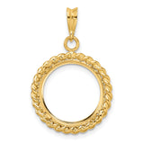 15 mm 14k Yellow Gold coin bezel pendant for Canadian $2 Maple Leaf — additional image