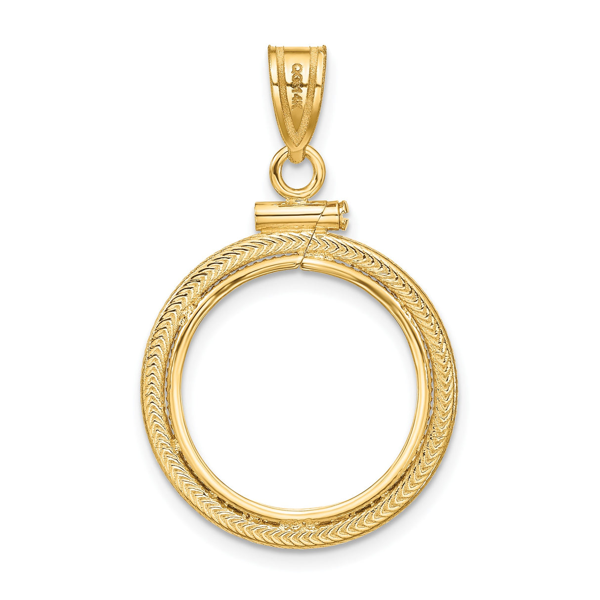 15 mm 14k Yellow Gold coin bezel pendant for Canadian $2 Maple Leaf — additional image