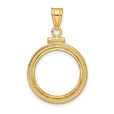15 mm 14k Yellow Gold coin bezel pendant for Canadian $2 Maple Leaf