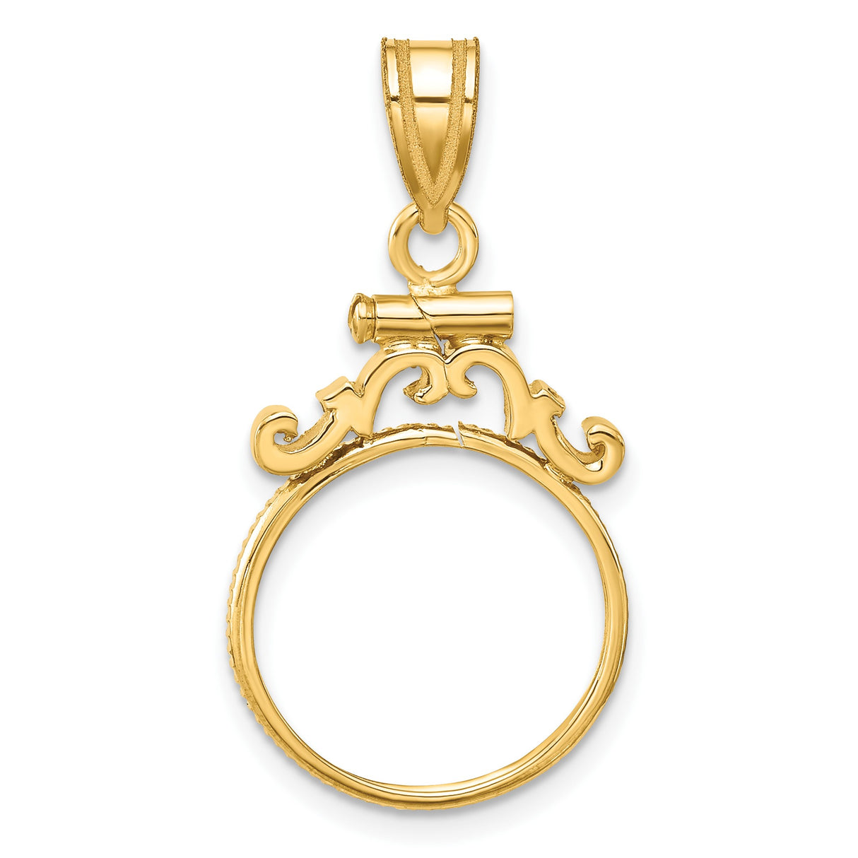 15 mm 14k Yellow Gold coin bezel pendant for Canadian $2 Maple Leaf