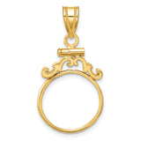 15 mm 14k Yellow Gold coin bezel pendant for Canadian $2 Maple Leaf