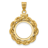 15 mm 14k Yellow Gold coin bezel pendant for Canadian $2 Maple Leaf — additional image
