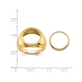 15 mm 14k Yellow Gold coin bezel ring for Canadian $2 Maple Leaf — size reference (ruler)