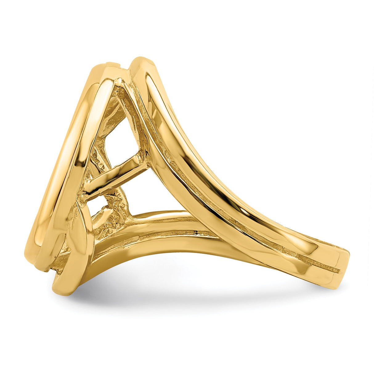 15 mm 14k Yellow Gold coin bezel ring for Canadian $2 Maple Leaf — additional image