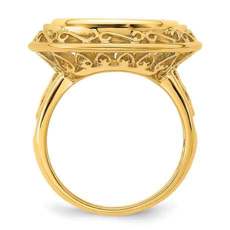15 mm 14k Yellow Gold coin bezel ring for Canadian $2 Maple Leaf — alternate view