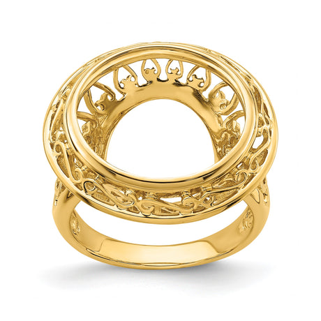 15 mm 14k Yellow Gold coin bezel ring for Canadian $2 Maple Leaf — additional image