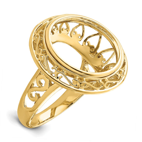15 mm 14k Yellow Gold coin bezel ring for Canadian $2 Maple Leaf