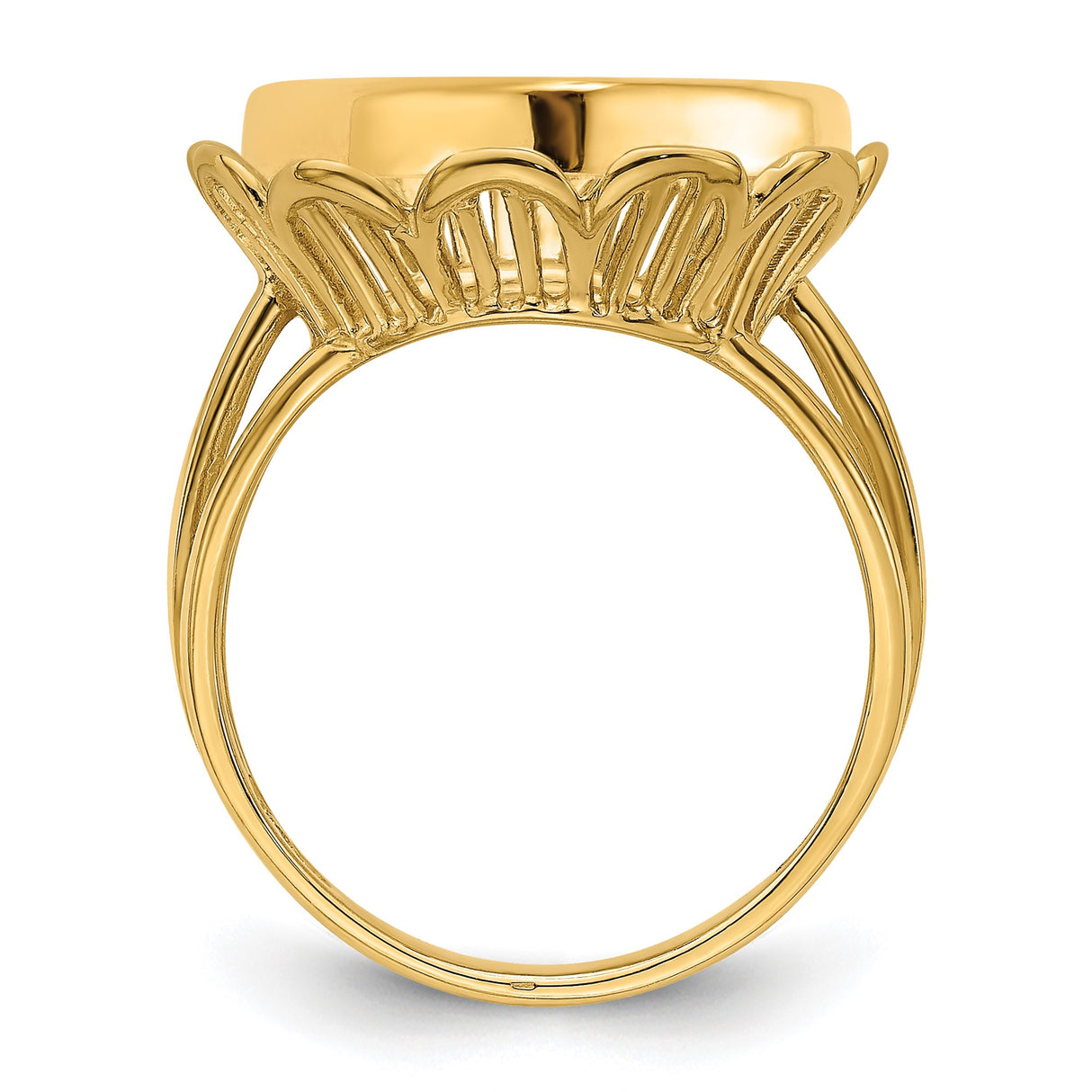 15 mm 14k Yellow Gold coin bezel ring for Canadian $2 Maple Leaf — alternate view