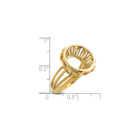 15 mm 14k Yellow Gold coin bezel ring for Canadian $2 Maple Leaf — size reference (ruler)
