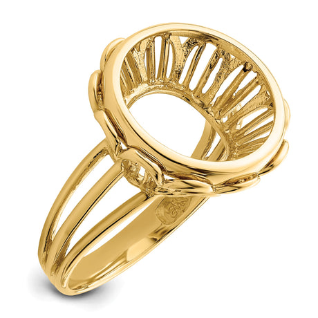 15 mm 14k Yellow Gold coin bezel ring for Canadian $2 Maple Leaf