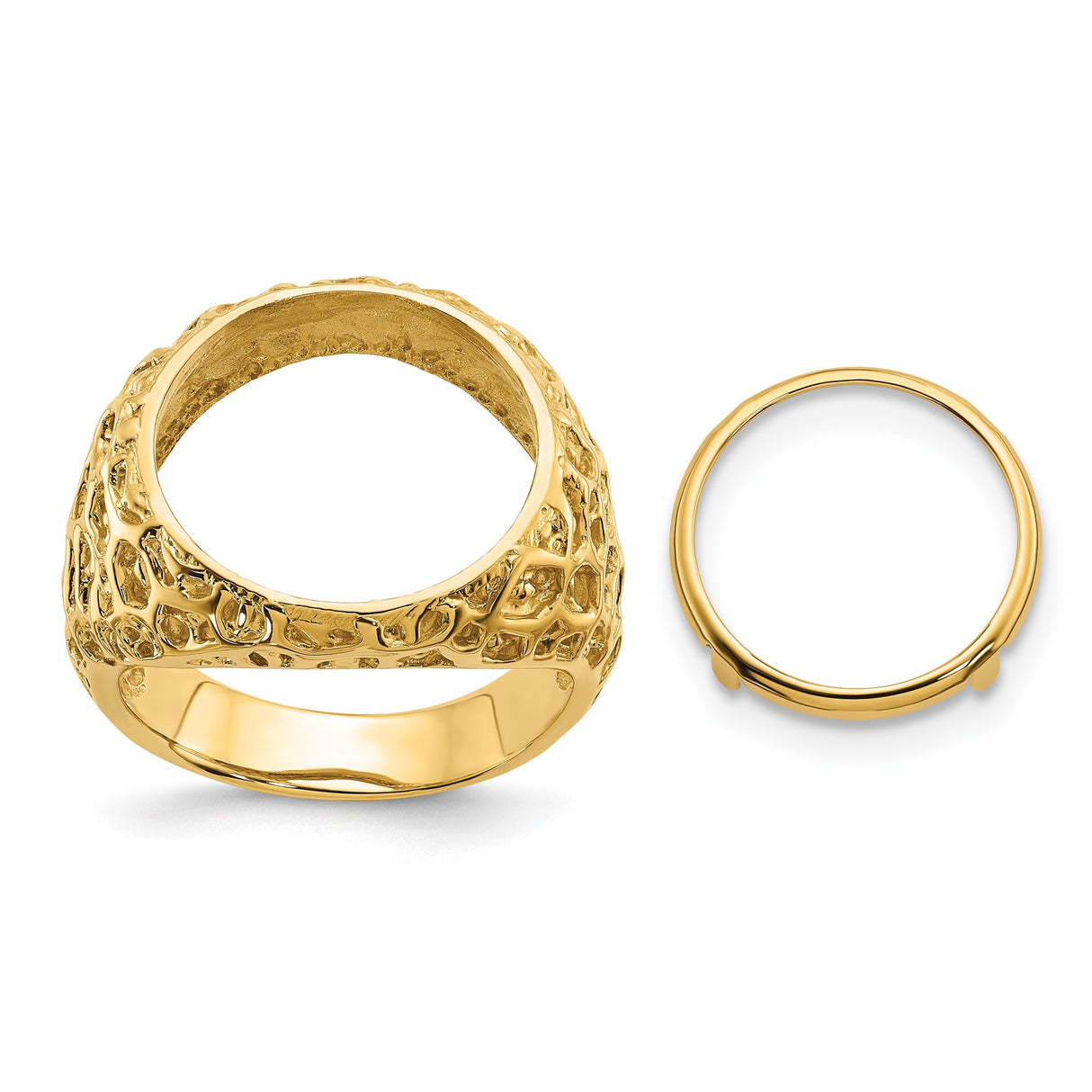 15 mm 14k Yellow Gold coin bezel ring for Canadian $2 Maple Leaf