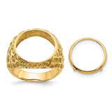 15 mm 14k Yellow Gold coin bezel ring for Canadian $2 Maple Leaf