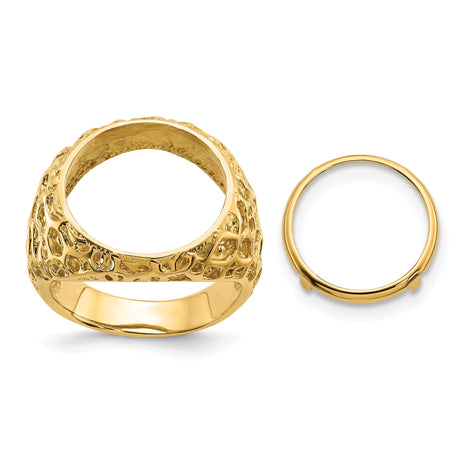 15 mm 14k Yellow Gold coin bezel ring for Canadian $2 Maple Leaf