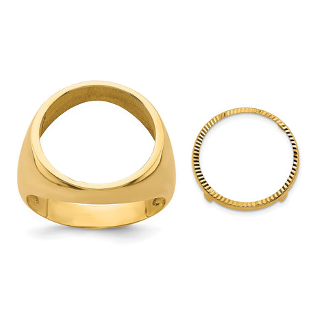 15 mm 14k Yellow Gold coin bezel ring for Canadian $2 Maple Leaf