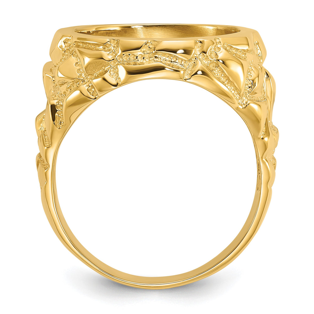 15 mm 14k Yellow Gold coin bezel ring for Canadian $2 Maple Leaf — alternate view