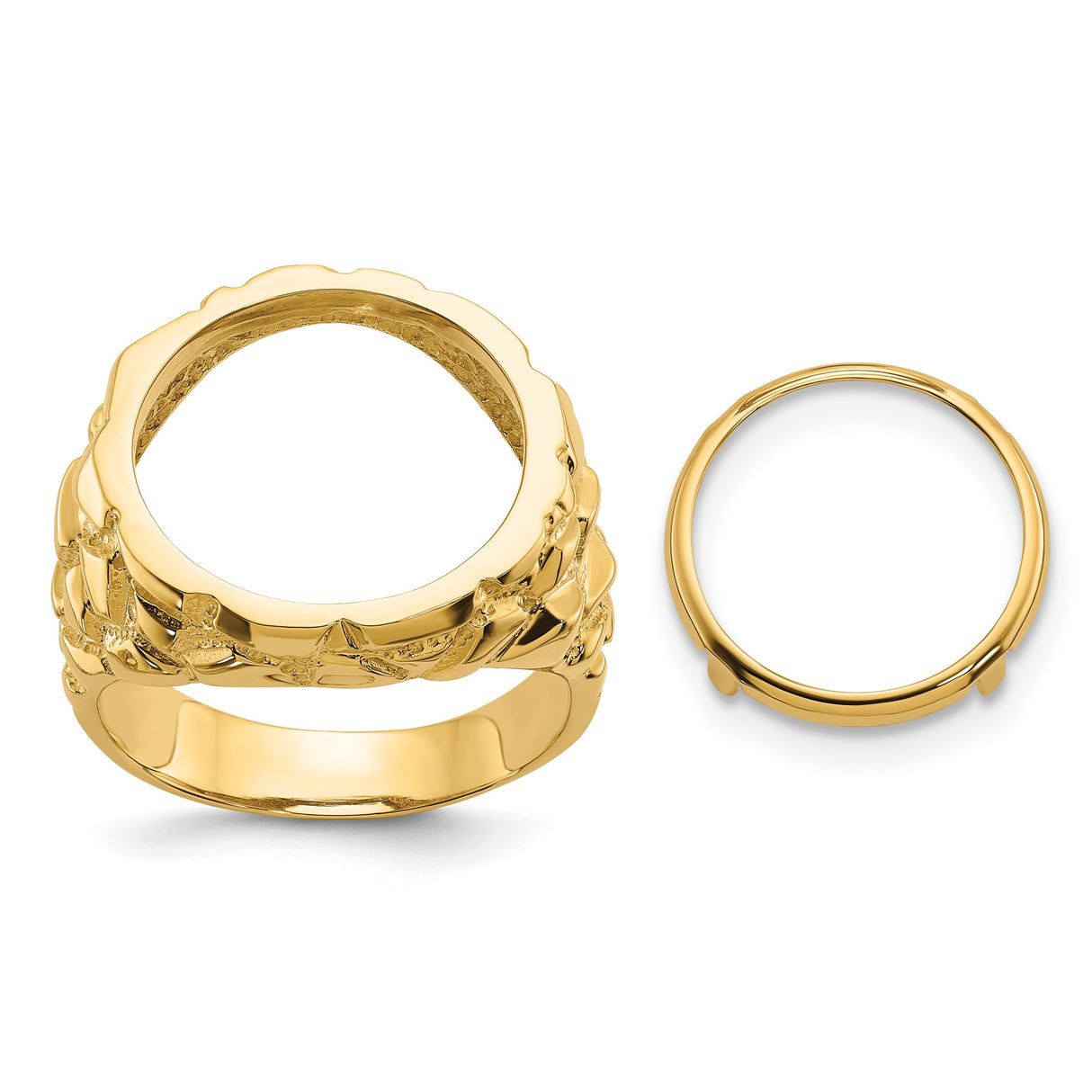 15 mm 14k Yellow Gold coin bezel ring for Canadian $2 Maple Leaf