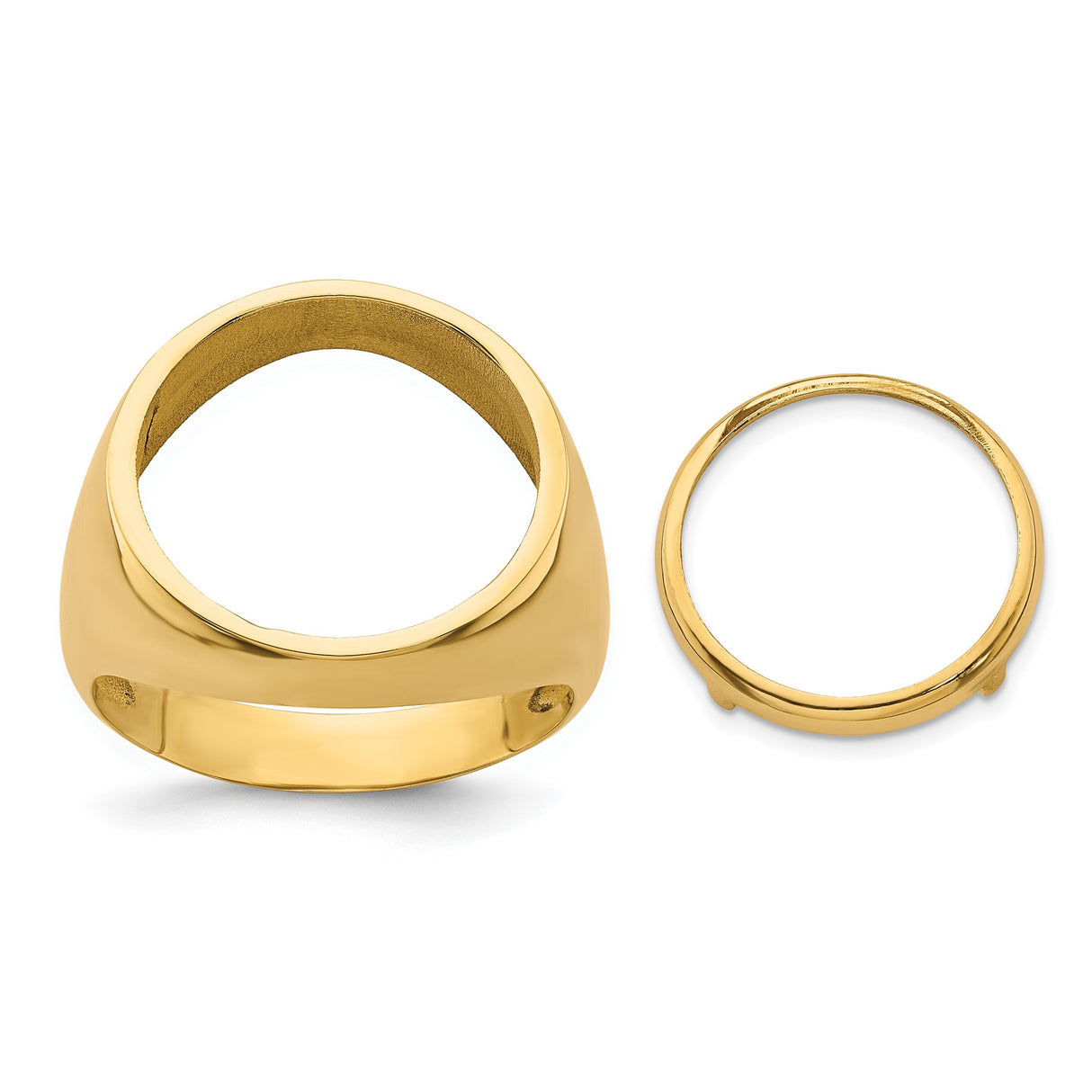 15 mm 14k Yellow Gold coin bezel ring for Canadian $2 Maple Leaf