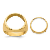 15 mm 14k Yellow Gold coin bezel ring for Canadian $2 Maple Leaf