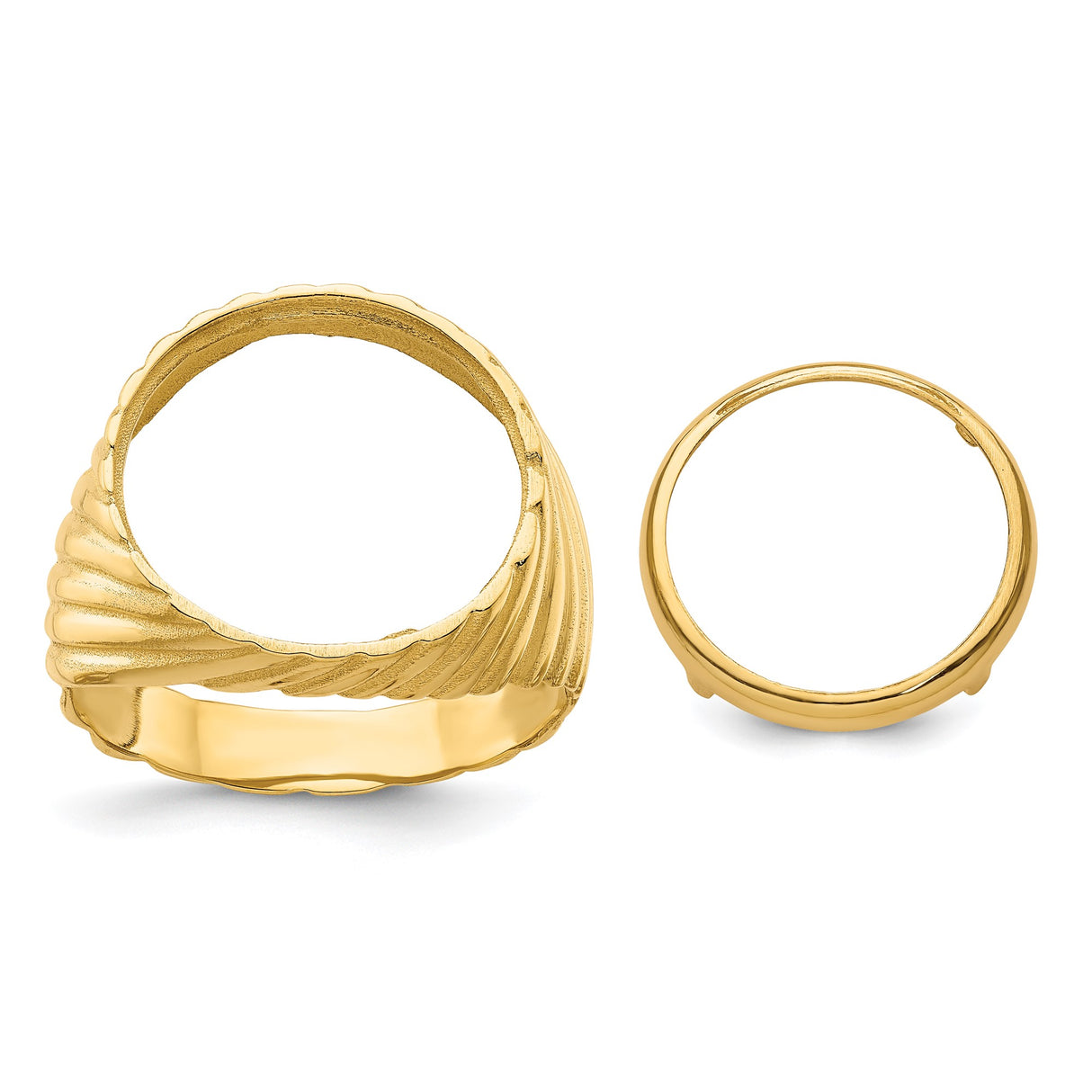 15 mm 14k Yellow Gold coin bezel ring for Canadian $2 Maple Leaf
