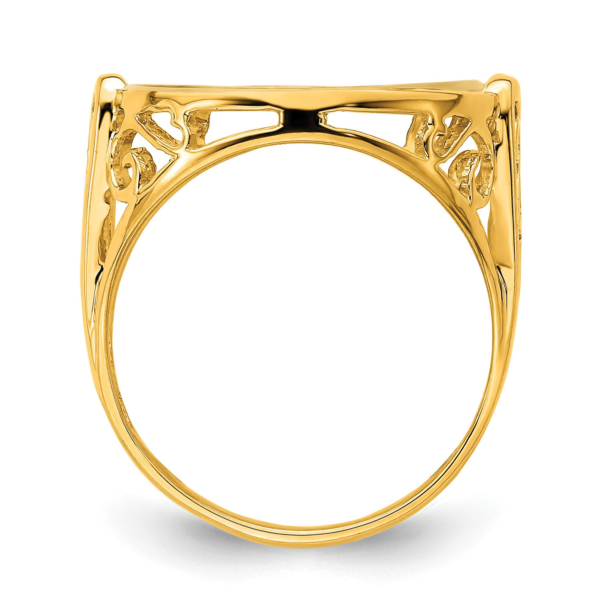 15 mm 14k Yellow Gold coin bezel ring for Canadian $2 Maple Leaf — alternate view