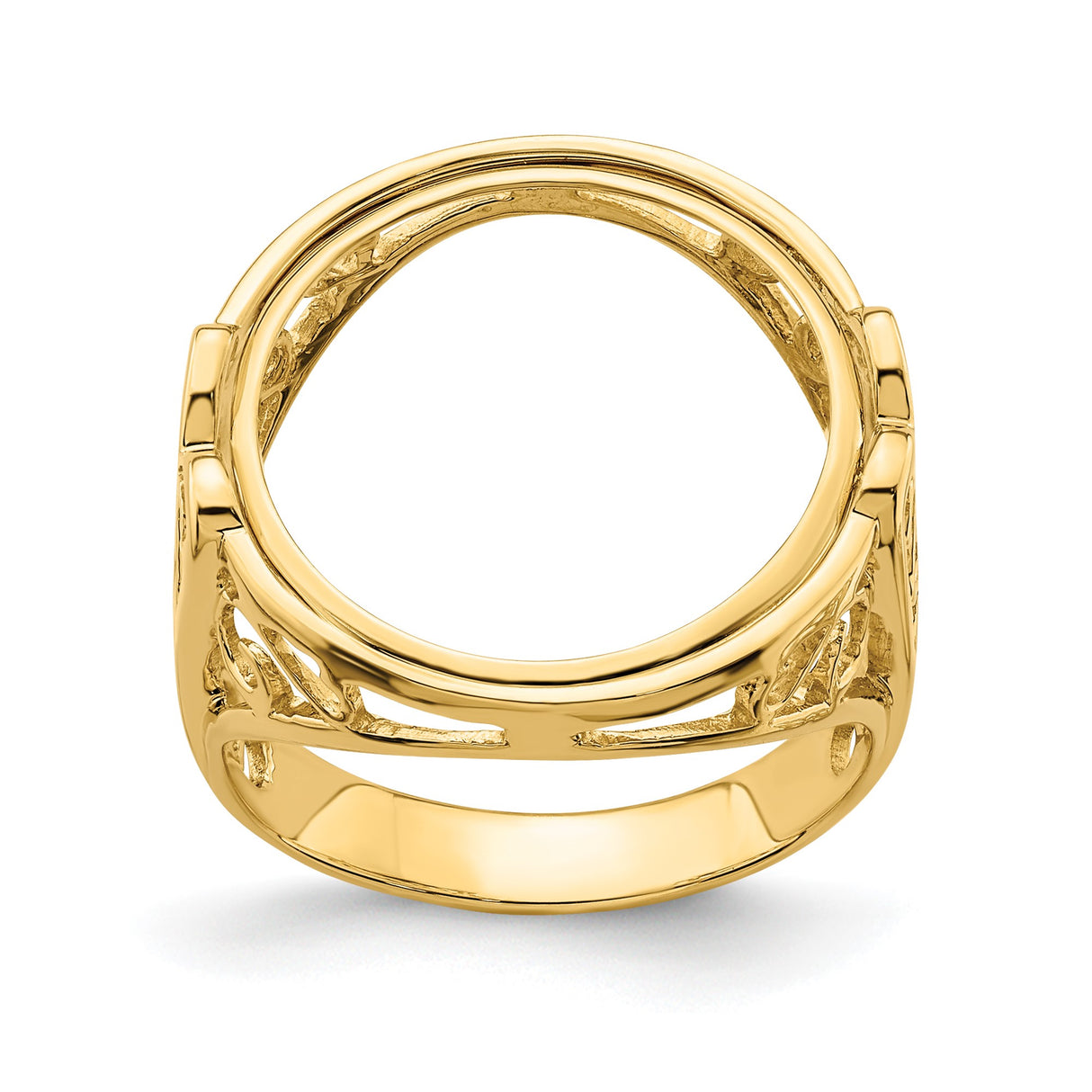 15 mm 14k Yellow Gold coin bezel ring for Canadian $2 Maple Leaf — additional image