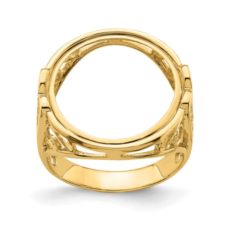 15 mm 14k Yellow Gold coin bezel ring for Canadian $2 Maple Leaf — additional image