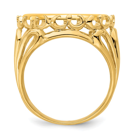 15 mm 14k Yellow Gold coin bezel ring for Canadian $2 Maple Leaf — alternate view