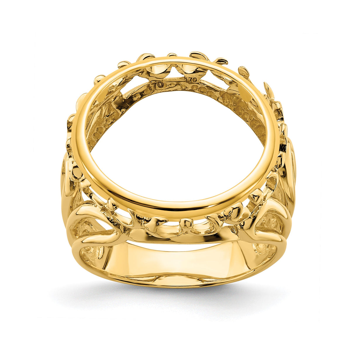 15 mm 14k Yellow Gold coin bezel ring for Canadian $2 Maple Leaf — additional image