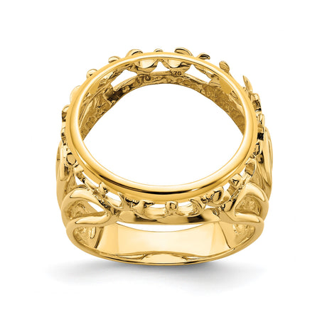 15 mm 14k Yellow Gold coin bezel ring for Canadian $2 Maple Leaf — additional image