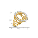 15 mm 14k Yellow Gold coin bezel ring for Canadian $2 Maple Leaf — size reference (ruler)