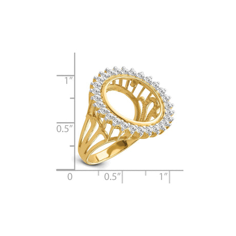 15 mm 14k Yellow Gold coin bezel ring for Canadian $2 Maple Leaf — size reference (ruler)