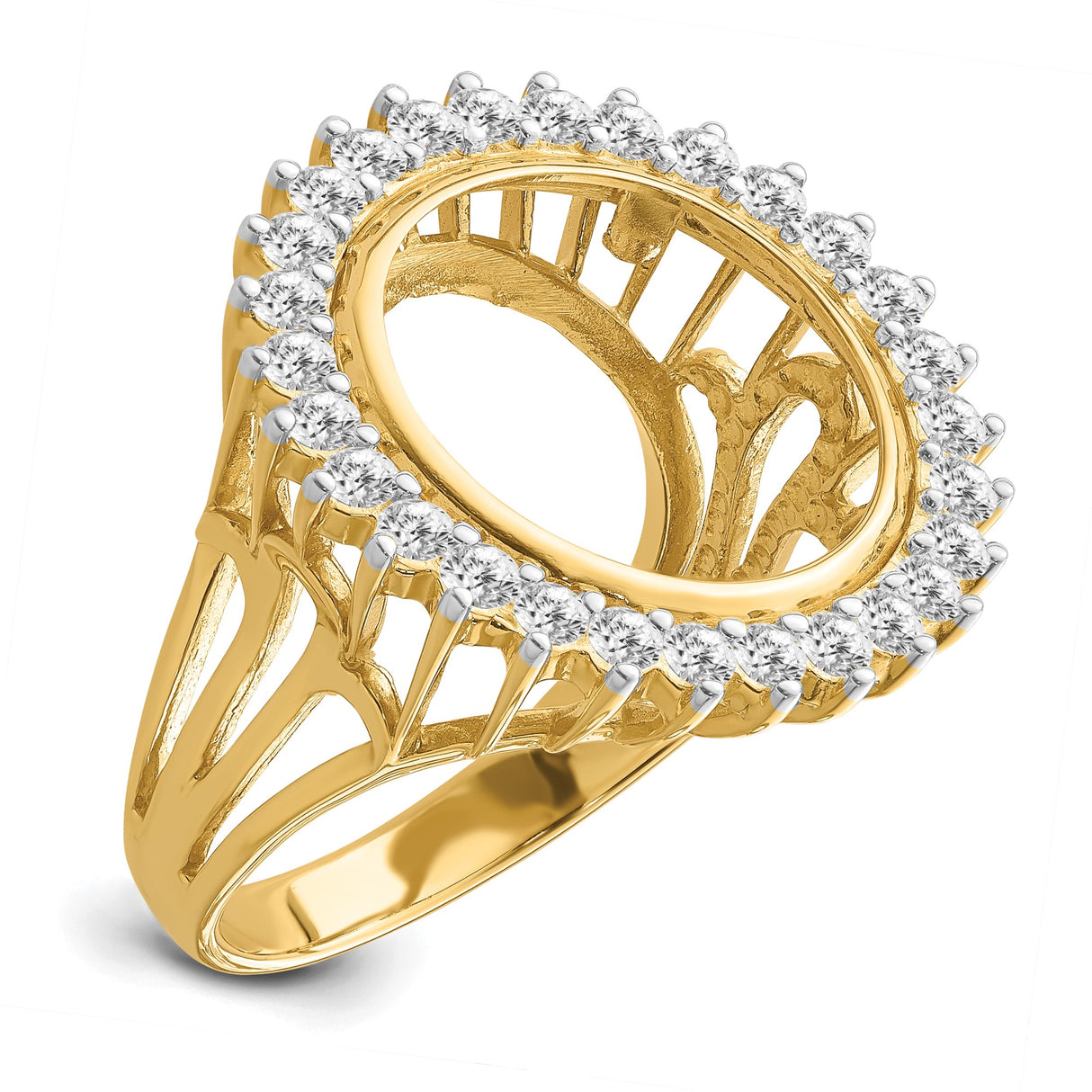 15 mm 14k Yellow Gold coin bezel ring for Canadian $2 Maple Leaf