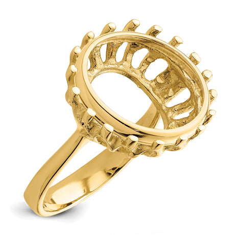 15 mm 14k Yellow Gold coin bezel ring for Canadian $2 Maple Leaf