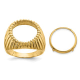 15 mm 14k Yellow Gold coin bezel ring for Canadian $2 Maple Leaf
