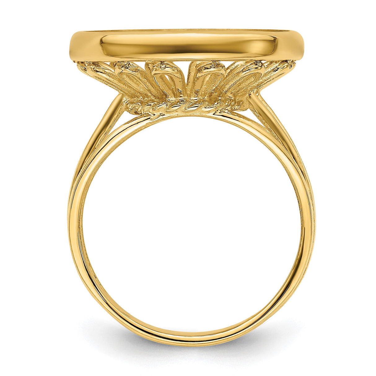 15 mm 14k Yellow Gold coin bezel ring for Canadian $2 Maple Leaf — alternate view