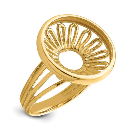 15 mm 14k Yellow Gold coin bezel ring for Canadian $2 Maple Leaf