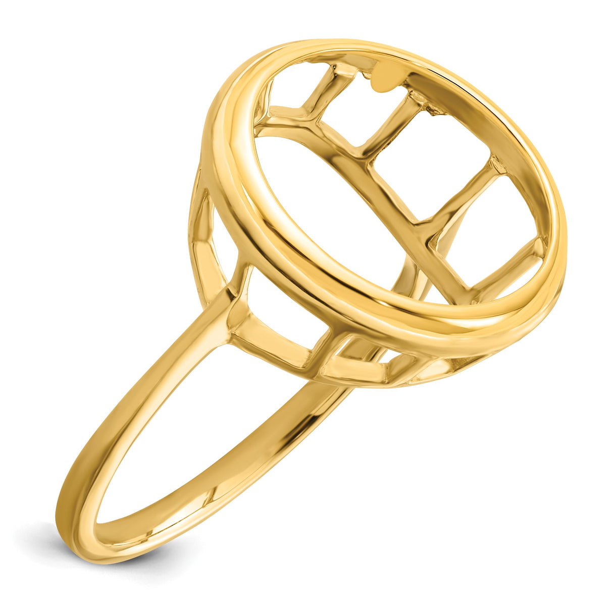 15 mm 14k Yellow Gold coin bezel ring for Canadian $2 Maple Leaf