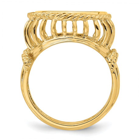 15 mm 14k Yellow Gold coin bezel ring for Canadian $2 Maple Leaf — alternate view