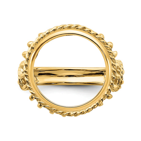 15 mm 14k Yellow Gold coin bezel ring for Canadian $2 Maple Leaf — additional image