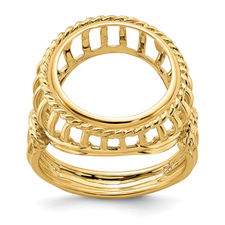 15 mm 14k Yellow Gold coin bezel ring for Canadian $2 Maple Leaf — additional image