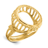 15 mm 14k Yellow Gold coin bezel ring for Canadian $2 Maple Leaf